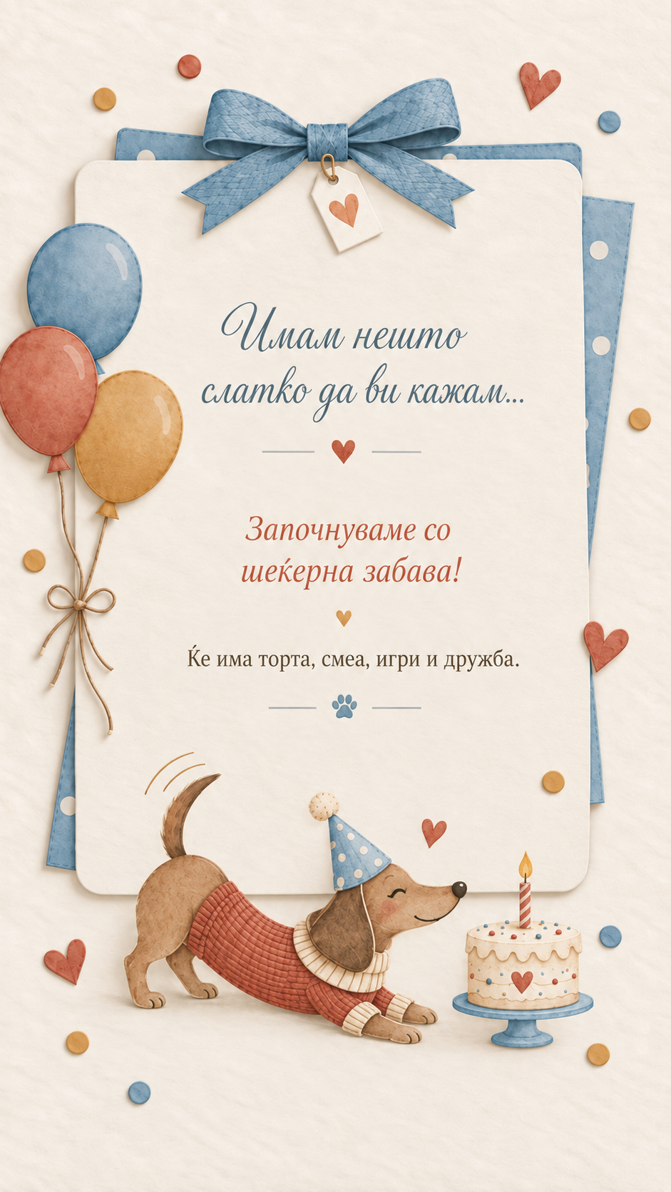 Ќе има торта, смеа, игри и дружба